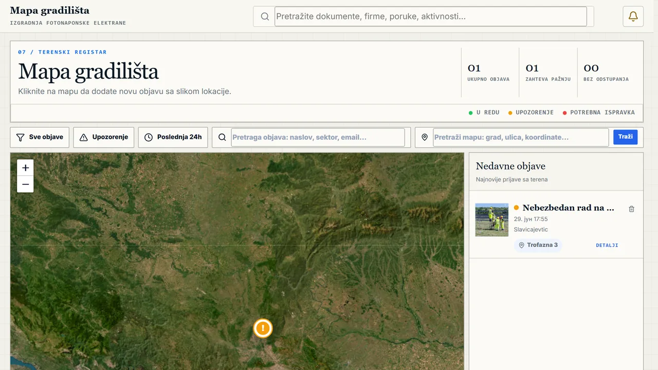 SafeBuild Projects — Mapa gradilišta